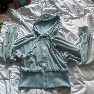 Forever 21 Light Blue Zip-Up Hoodie